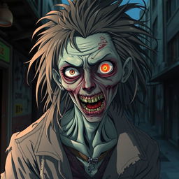 A highly detailed and accurate representation of a cannibalistic anime zombie with a human-like appearance