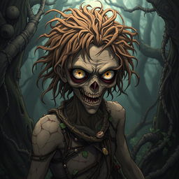 A highly detailed and accurate representation of an earth-themed cannibalistic zombie in anime style