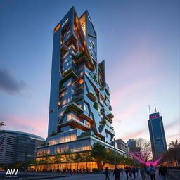 A stunning high-rise building with innovative and contemporary design elements