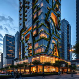 A stunning high-rise building with innovative and contemporary design elements