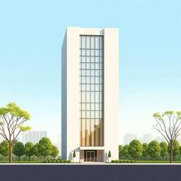 A simple yet elegant tall building design, showcasing modern architectural features with clean lines and minimalistic aesthetic