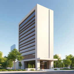 A simple yet elegant tall building design, showcasing modern architectural features with clean lines and minimalistic aesthetic