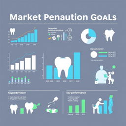 An informative and visually appealing illustration depicting market penetration goals for the dental sector