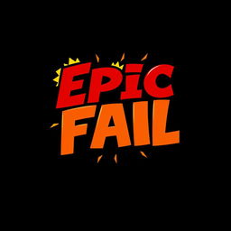 A creatively designed logo featuring the phrase 'Epic Fail' with bold, dynamic typography