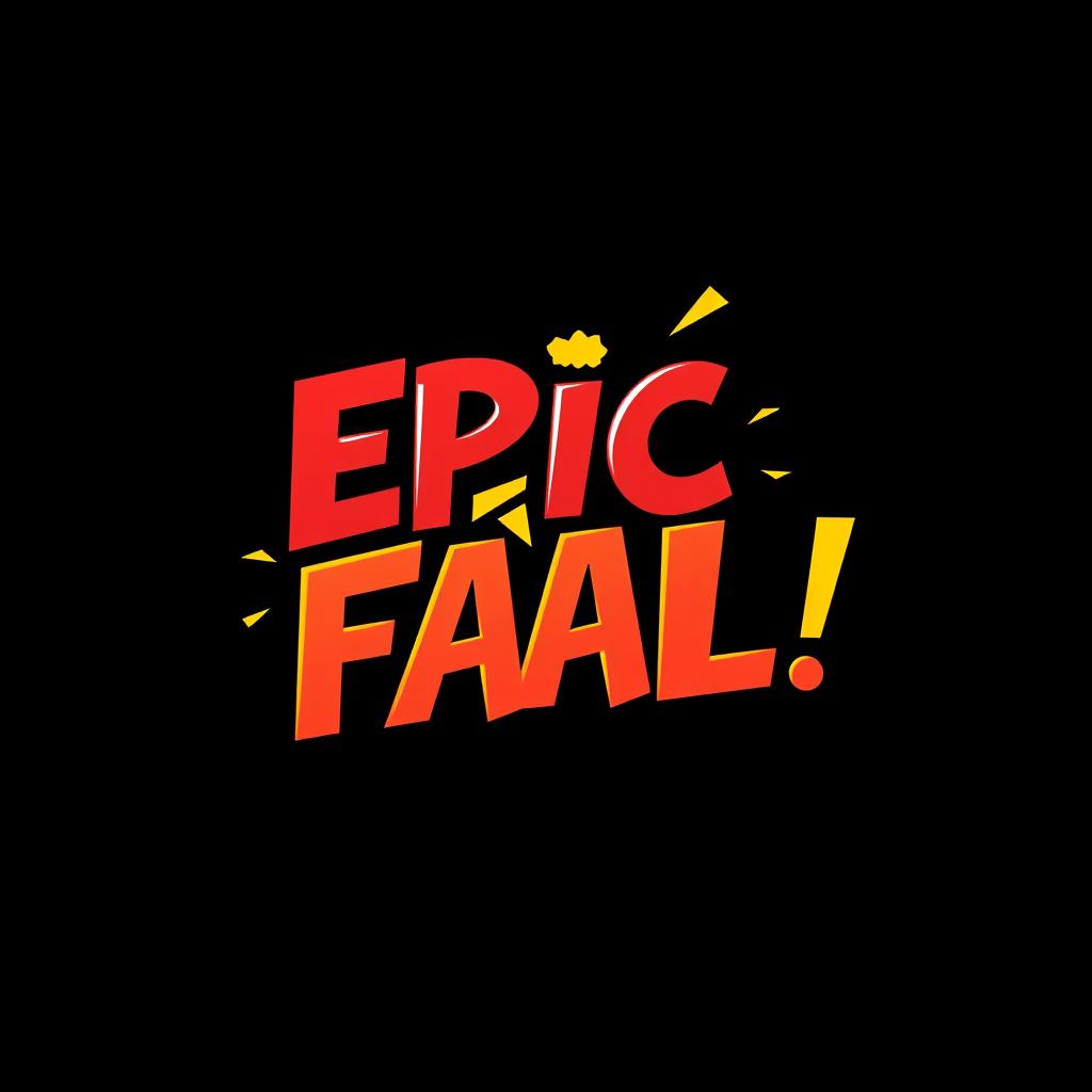 A creatively designed logo featuring the phrase 'Epic Fail' with bold, dynamic typography