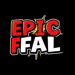 A creatively designed logo featuring the phrase 'Epic Fail' with bold, dynamic typography