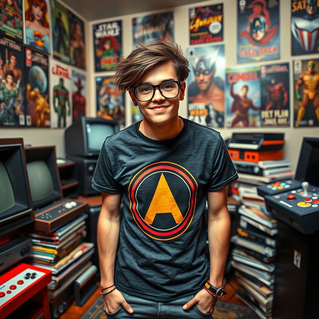 A stylish and vibrant portrayal of a geek, showcasing their unique personality