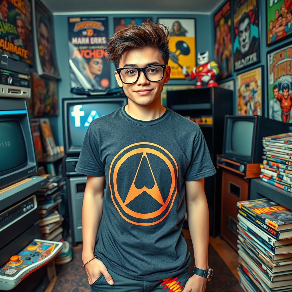 A stylish and vibrant portrayal of a geek, showcasing their unique personality