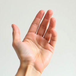 A close-up of a human hand with perfectly smooth skin, showcasing delicate fingers and a natural, elegant pose