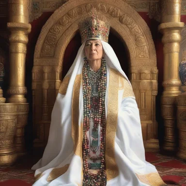 The high priestess draped herself in a magnificent aba during the sacred ceremony, symbolizing her connection with the divine.