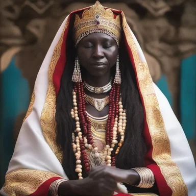 The high priestess draped herself in a magnificent aba during the sacred ceremony, symbolizing her connection with the divine.