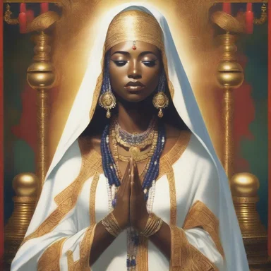 The high priestess draped herself in a magnificent aba during the sacred ceremony, symbolizing her connection with the divine.
