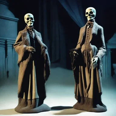 The eerie figures in the haunted mansion wore abas that swayed in the cold wind, adding to the horror atmosphere.