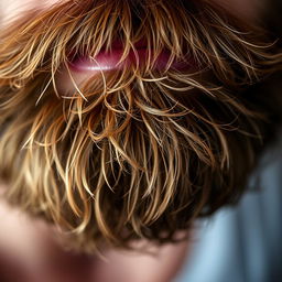 A detailed, close-up texture of a beard and mustache, showcasing the intricate hair strands and variations in color and thickness