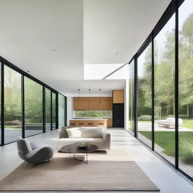 The minimalist and modern house featured an open floor plan with sleek lines and an aba-inspired exterior design.