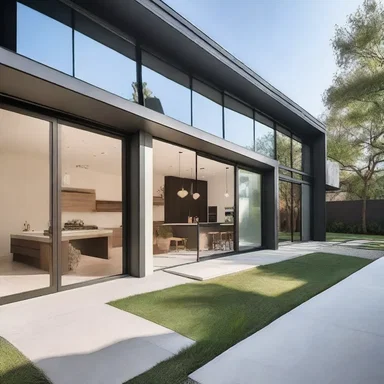 The minimalist and modern house featured an open floor plan with sleek lines and an aba-inspired exterior design.