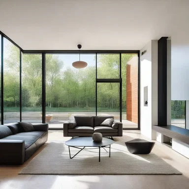 The minimalist and modern house featured an open floor plan with sleek lines and an aba-inspired exterior design.
