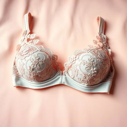 A close-up of a stylish and chic bra placed elegantly on a soft pastel background