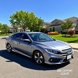A beautifully polished Honda Civic parked on a clean, well-maintained street