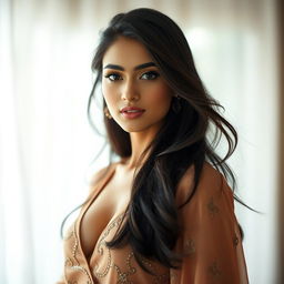 A beautiful and glamorous portrait of a young woman, inspired by the style of Bidya Sinha Mim, showcasing her radiance and elegance