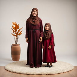 A hyper-realistic full body photograph showcasing a 25-year-old young woman wearing a hijab, smiling gently