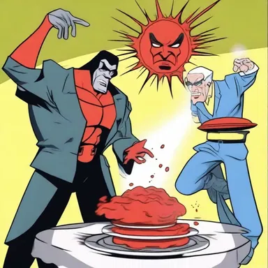 In the cartoon, the villain tried to abacinate the hero by holding a red-hot metal plate in front of his eyes.