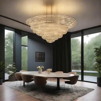 The designer created a unique lighting fixture inspired by the concept of abacinating, to create a dramatic effect in the space.