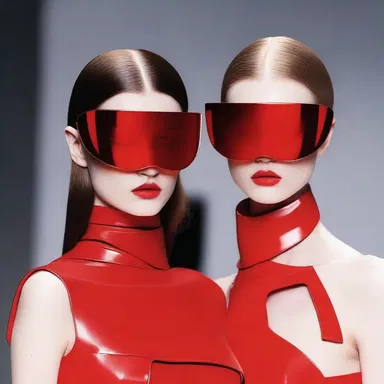 The avant-garde fashion designer incorporated the concept of abacinate by designing a futuristic eyewear collection that simulated the effect of blinding with red-hot metal plates.