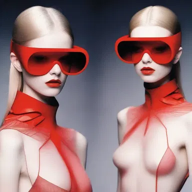 The avant-garde fashion designer incorporated the concept of abacinate by designing a futuristic eyewear collection that simulated the effect of blinding with red-hot metal plates.