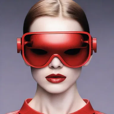 The avant-garde fashion designer incorporated the concept of abacinate by designing a futuristic eyewear collection that simulated the effect of blinding with red-hot metal plates.