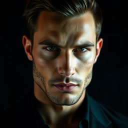A captivating portrait of a handsome man embodying sigma male characteristics