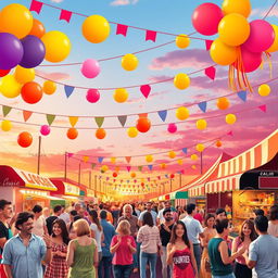 A vibrant and eye-catching poster design showcasing a lively festival atmosphere