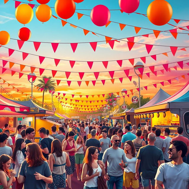 A vibrant and eye-catching poster design showcasing a lively festival atmosphere