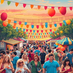 A vibrant and eye-catching poster design showcasing a lively festival atmosphere