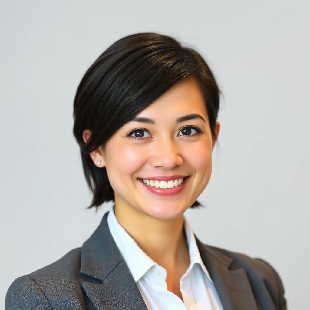 A professional headshot for a CV, showcasing a confident individual in business attire, against a neutral background