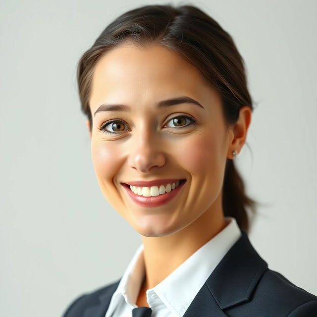 A professional headshot for a CV, showcasing a confident individual in business attire, against a neutral background