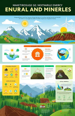 A detailed infograph showcasing the management of natural resources concerning energy and minerals