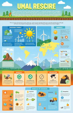 A detailed infograph showcasing the management of natural resources concerning energy and minerals