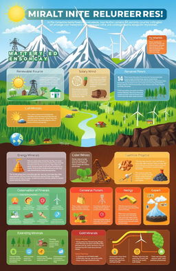 A detailed infograph showcasing the management of natural resources concerning energy and minerals