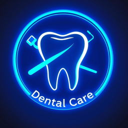 A sleek and modern dental logo designed for an LED sign, featuring a stylized tooth silhouette at the center