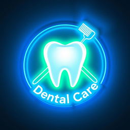 A sleek and modern dental logo designed for an LED sign, featuring a stylized tooth silhouette at the center