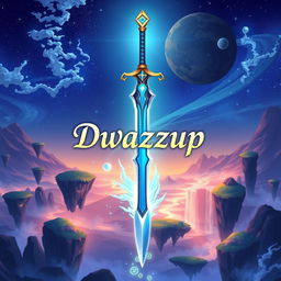 A detailed and vibrant illustration of Kirito's iconic sword from Sword Art Online, known as the Elucidator