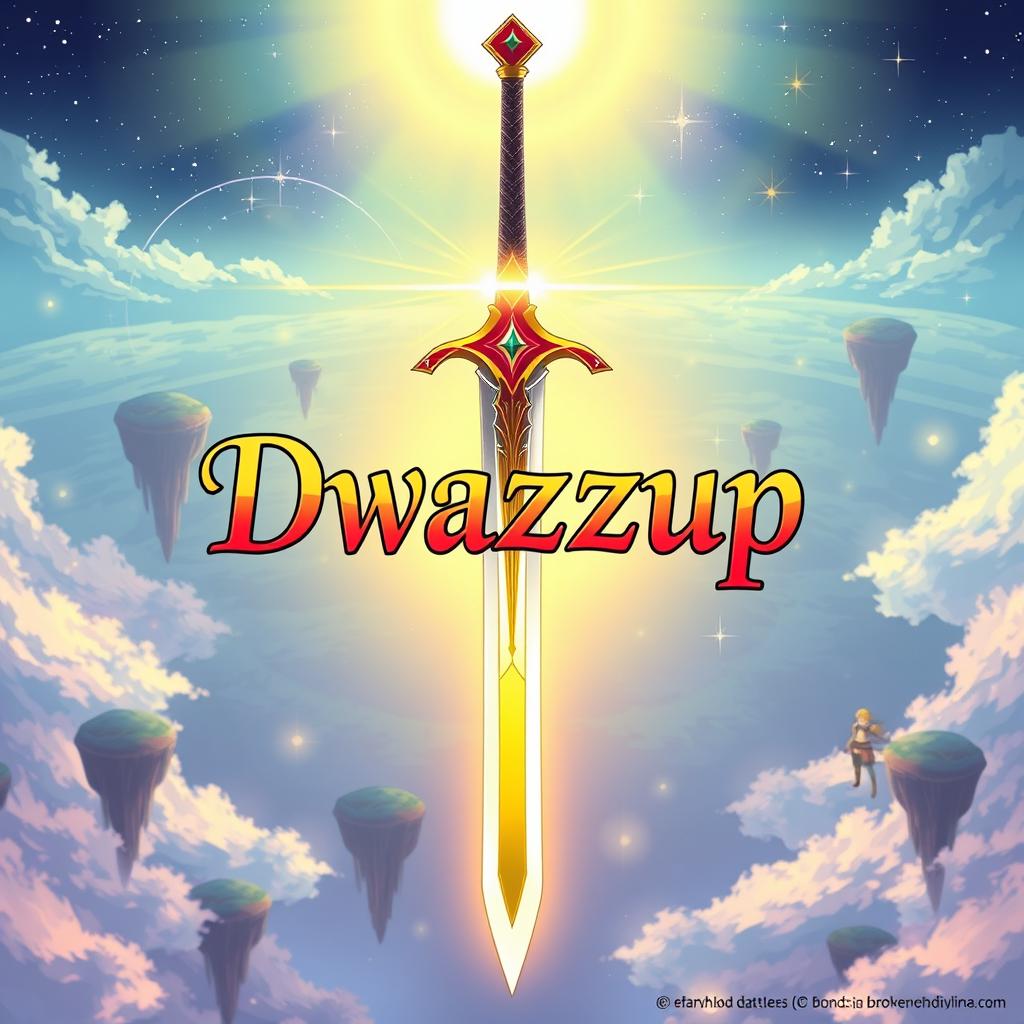 A detailed and vibrant illustration of Kirito's iconic sword from Sword Art Online, known as the Elucidator