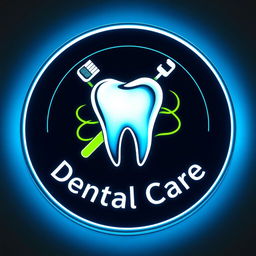 A modern and eye-catching dental logo designed for an LED sign, featuring a prominent, stylized tooth in the center