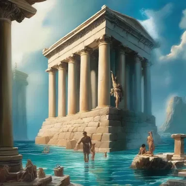 In Greek mythology, it is believed that the god Poseidon's palace was located abaft the island of Atlantis.