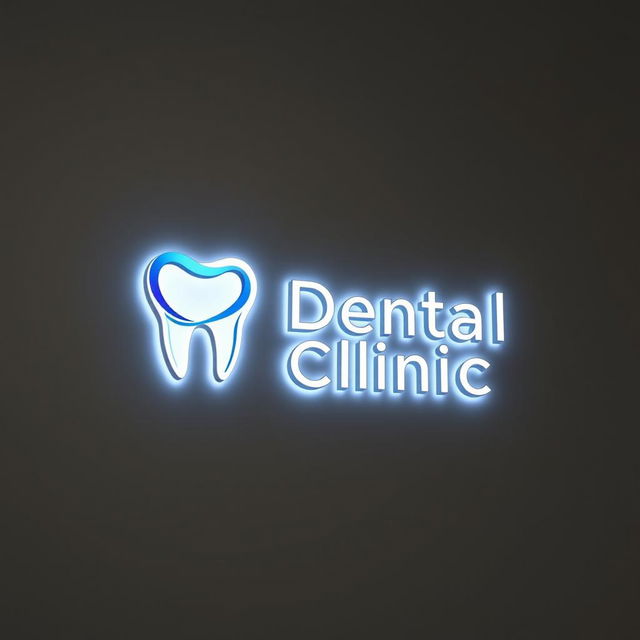 A striking and modern logo design for a dental clinic, suitable for an LED sign