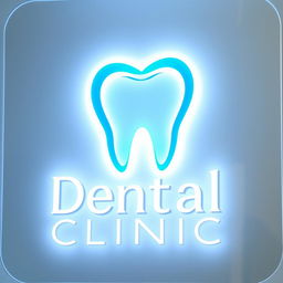 A striking and modern logo design for a dental clinic, suitable for an LED sign