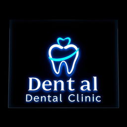 A striking and modern logo design for a dental clinic, suitable for an LED sign