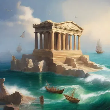 In Greek mythology, it is believed that the god Poseidon's palace was located abaft the island of Atlantis.