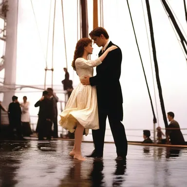 In the movie Titanic, the famous scene where Rose stands abaft on the ship's stern, while Jack holds her, has become an iconic cinematic moment.